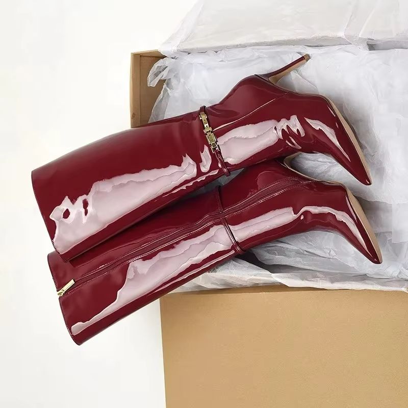 Leather Classic Strap - Sepatu Bot Tinggi Wanita Model Stiletto