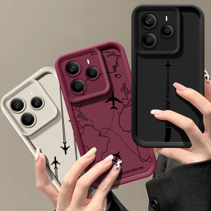 Xiaomi Redmi Note 13 - Casing Ponsel TPU Pola Rute Pesawat