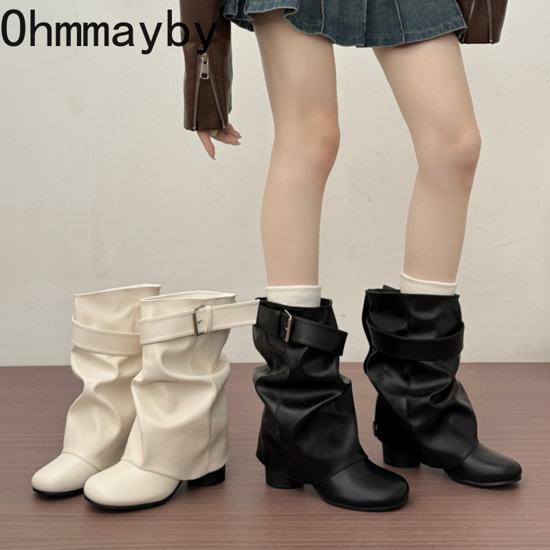 Leather Classic Strap - Sepatu Bot Kulit Wanita Model Slouchy