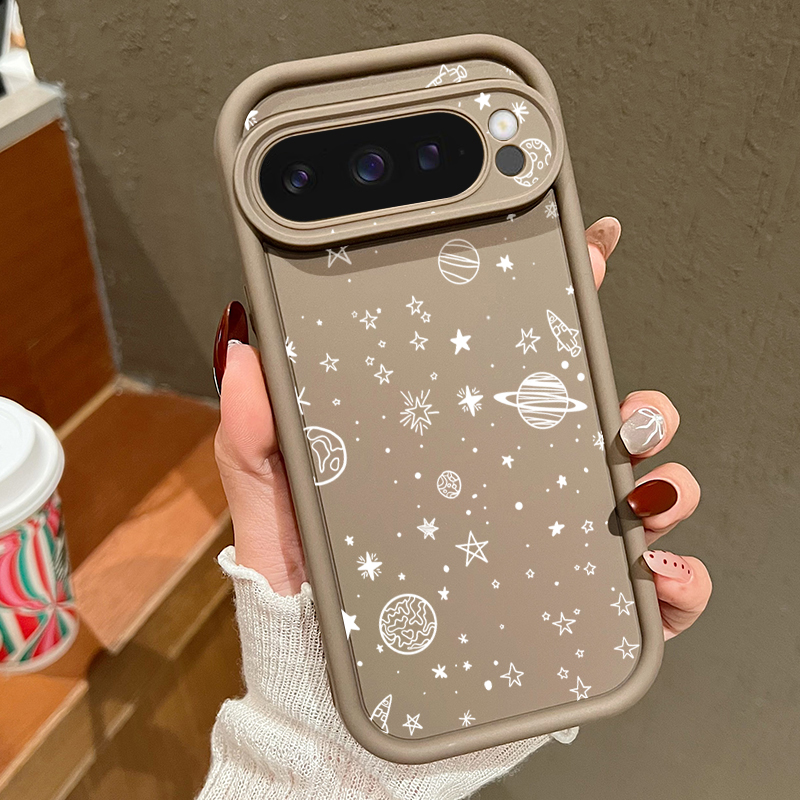 Google Pixel 8A - Casing Ponsel Pola Bulan Bintang Bersinar