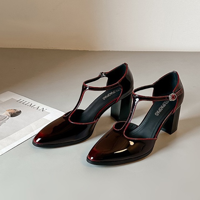 Sepatu Mary Jane Hitam Hak Tin - Leather Classic Strap ulasan dan harga