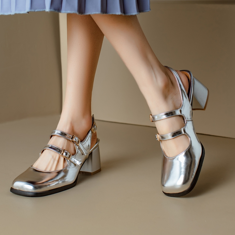 Sepatu hak tinggi wanita elega - Leather Classic Strap ulasan dan harga
