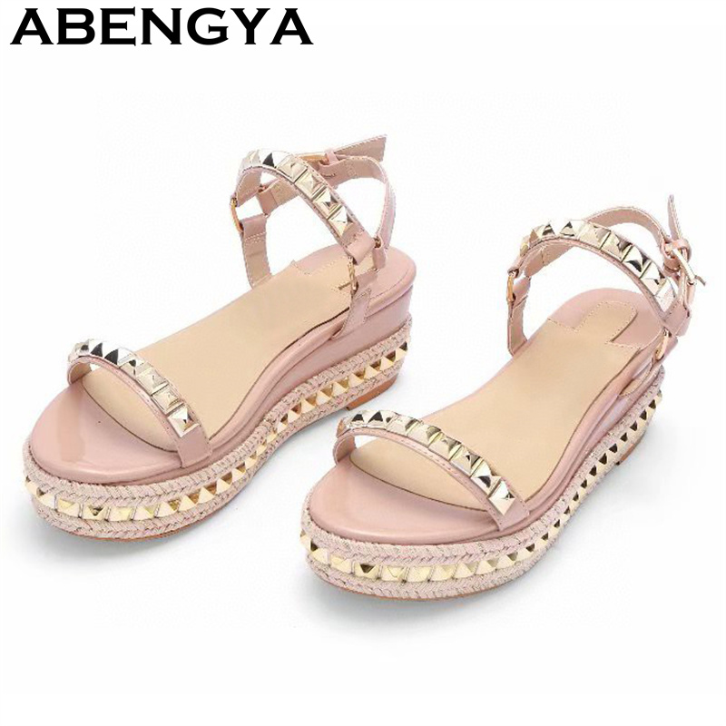 Sandal Hak Wedge Platform Sol  - Leather Classic Strap ulasan dan harga